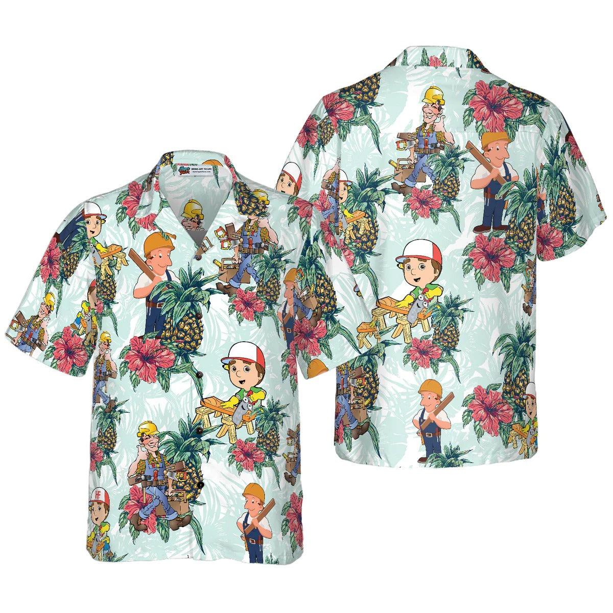 Carpenter Hawaiian Shirt, Carpenter Pineapple Seamless Pattern Hawaiian Shirt, Pineapple Aloha Shirt - Perfect Gift For Men, Women, Friend, Family