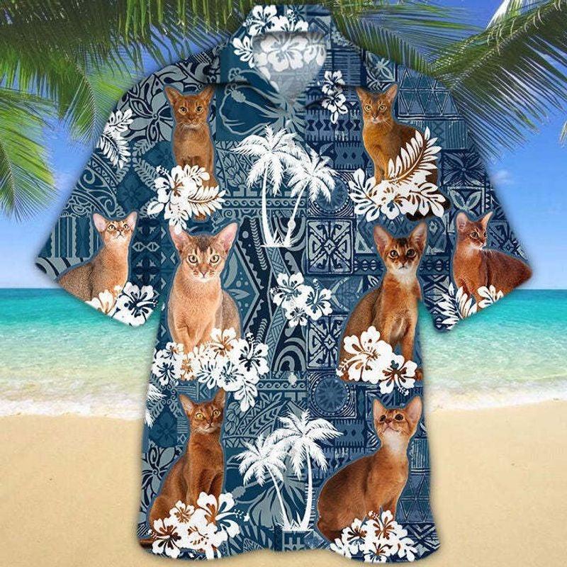 Cat Aloha Hawaiian Shirt - Abyssinian Cat Hawaiian Shirt, Polynesian Pattern Hawaiian Shirt For Men & Women, Abyssinian Cat Lover