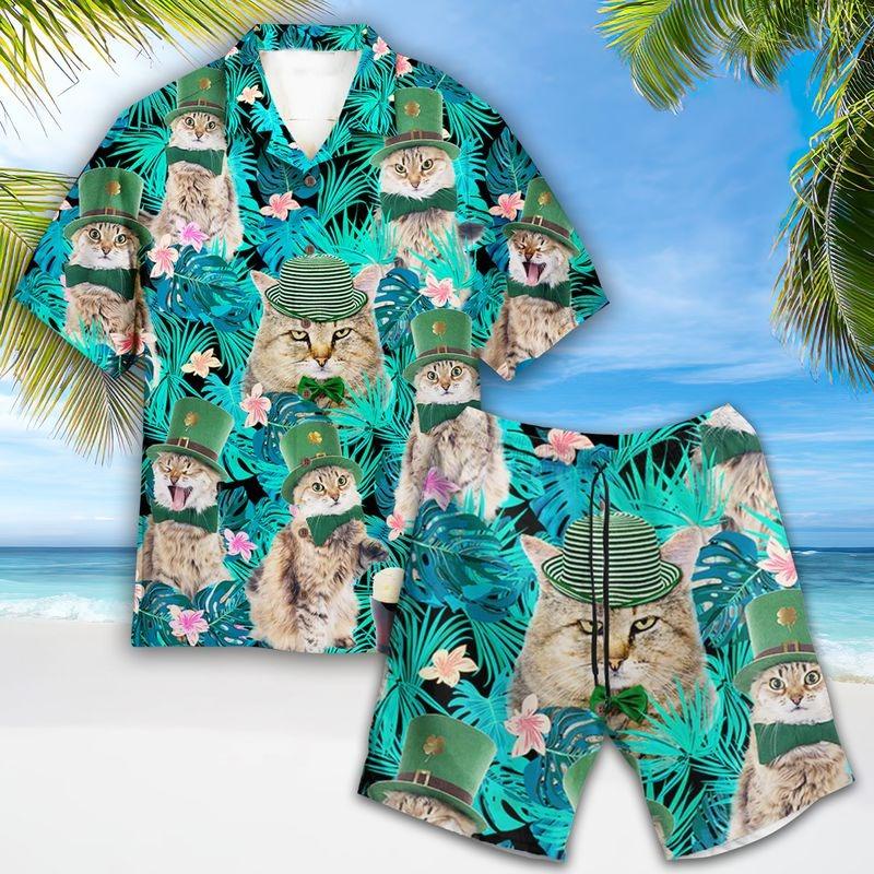 Cat Aloha Hawaiian Shirt - Funny Cat In Hat Hawaiian Shirt, Cat Emotion Hawaiian Shirt For Men & Women, Cat Lover