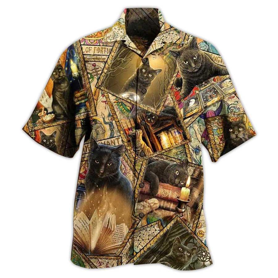 Cat And Books Hawaiian Shirt For Summer, Best Colorful Cat Hawaiian Shirts Outfit For Men Women, Friend, Team, Cat Lovers - Image 3