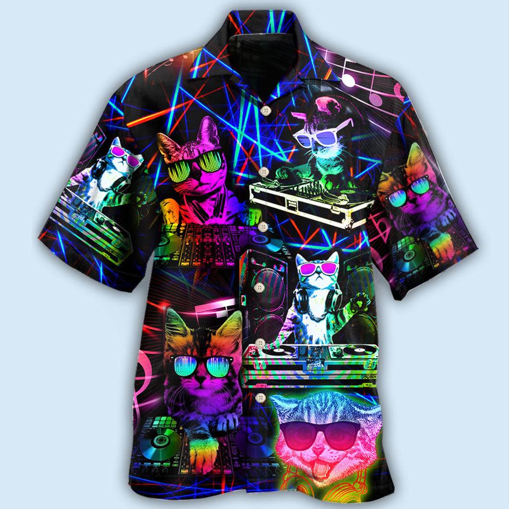 Cat Hawaiian Shirt For Summer, Cat DJ Colorful Cool Cat Hawaiian Shirts Outfit For Men Women, Gift For Friend, Team, Cat Lovers - Image 2