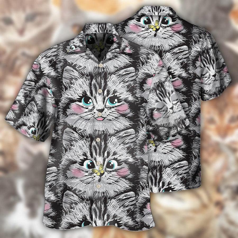 Cat Hawaiian Shirt For Summer, Cat Lovely Kitten Aloha Shirts, Best Colorful Cool Cat Hawaiian Shirts Outfit For Men Women, Friend, Team, Cat Lovers - Image 2