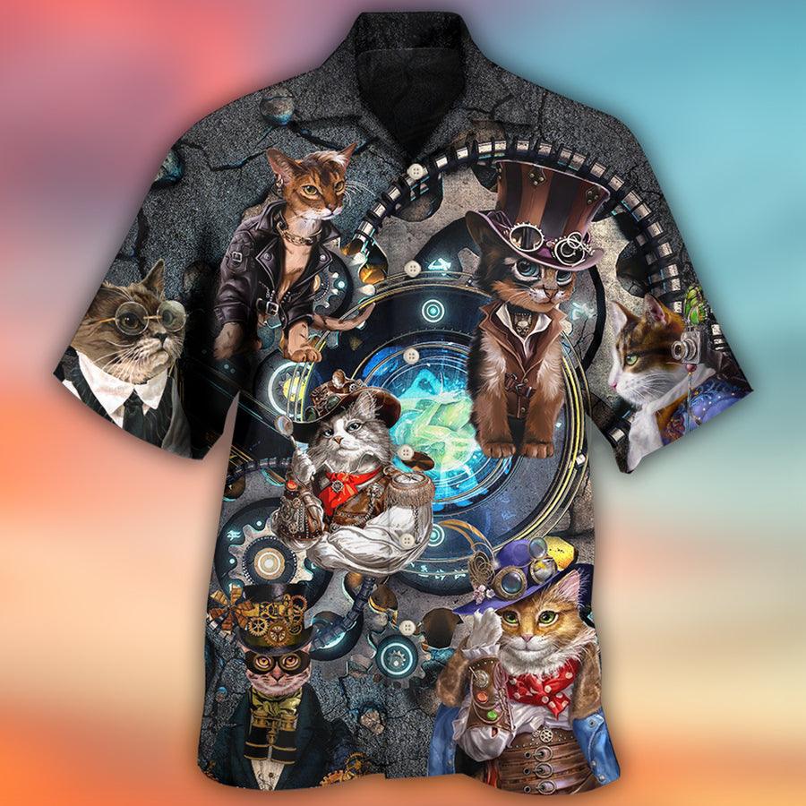 Cat Hawaiian Shirt For Summer, Cat Mechanic Cool Style, Best Colorful Cat Hawaiian Shirts Outfit For Men Women, Friend, Team, Cat Lovers - Image 3