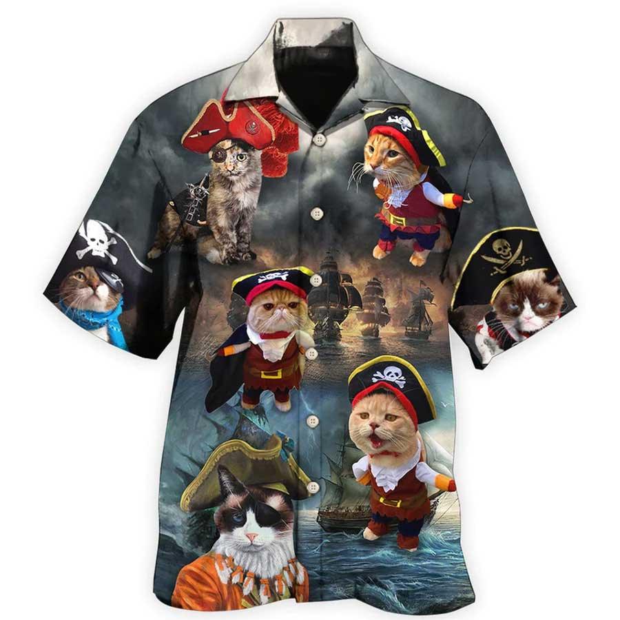 Cat Hawaiian Shirt For Summer, Cat Pirate Style Aloha Shirts - Best Colorful Cat Hawaiian Shirts Outfit For Men Women, Friend, Team, Cat Lovers