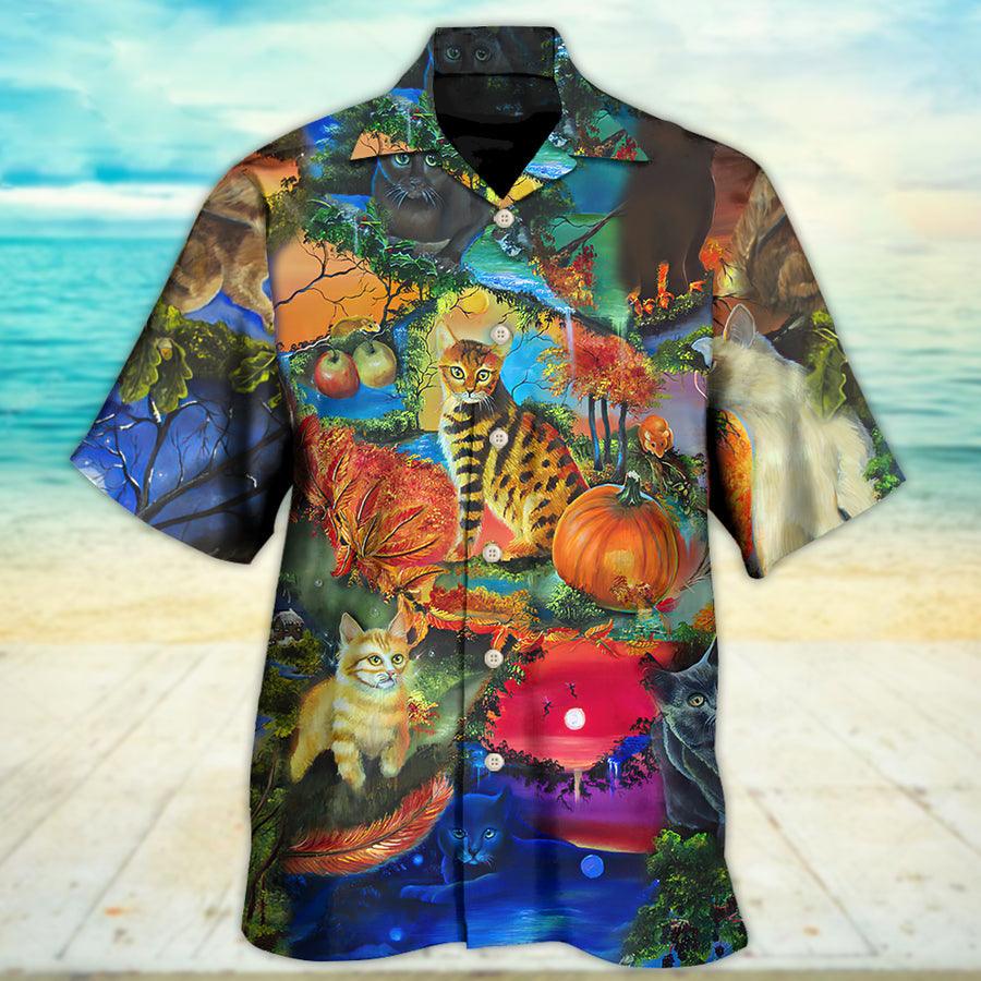 Cat Hawaiian Shirt For Summer, Cat Secret Another World Aloha Shirts, Best Colorful Cat Hawaiian Shirts Outfit For Men Women, Friend, Team, Cat Lovers