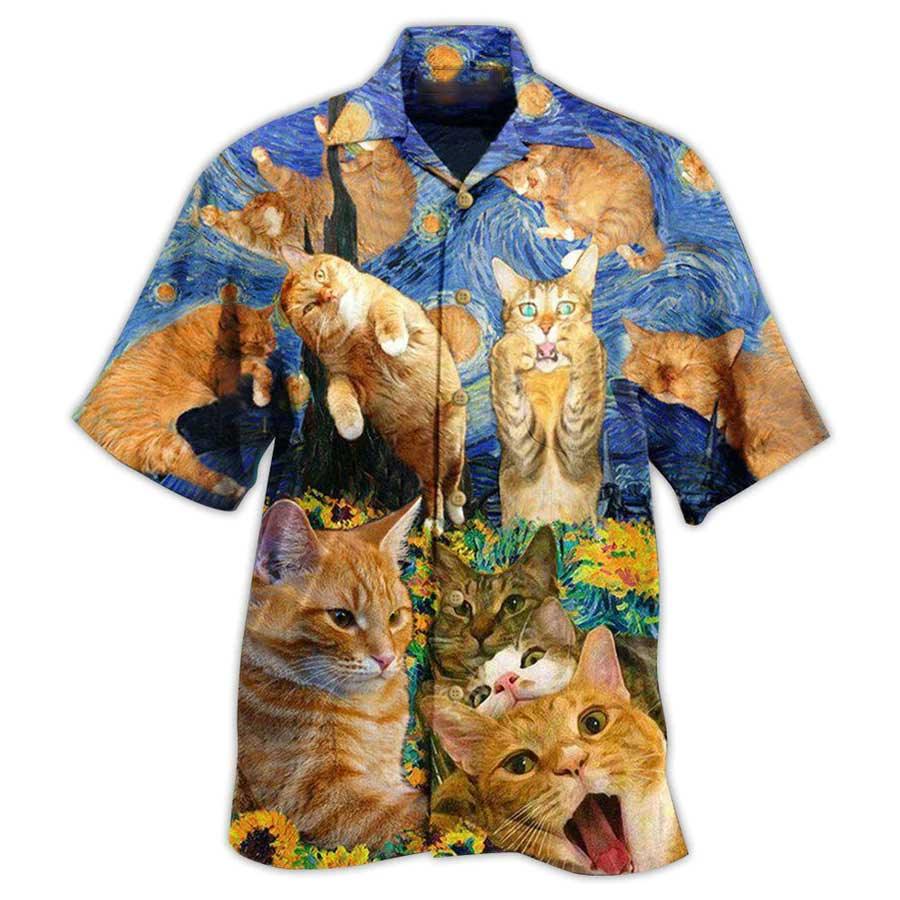 Cat Hawaiian Shirt For Summer, Cat The Sight Of Stars Aloha Shirts, Best Cat Hawaiian Shirts Outfit For Men Women, Friend, Team, Cat Lovers