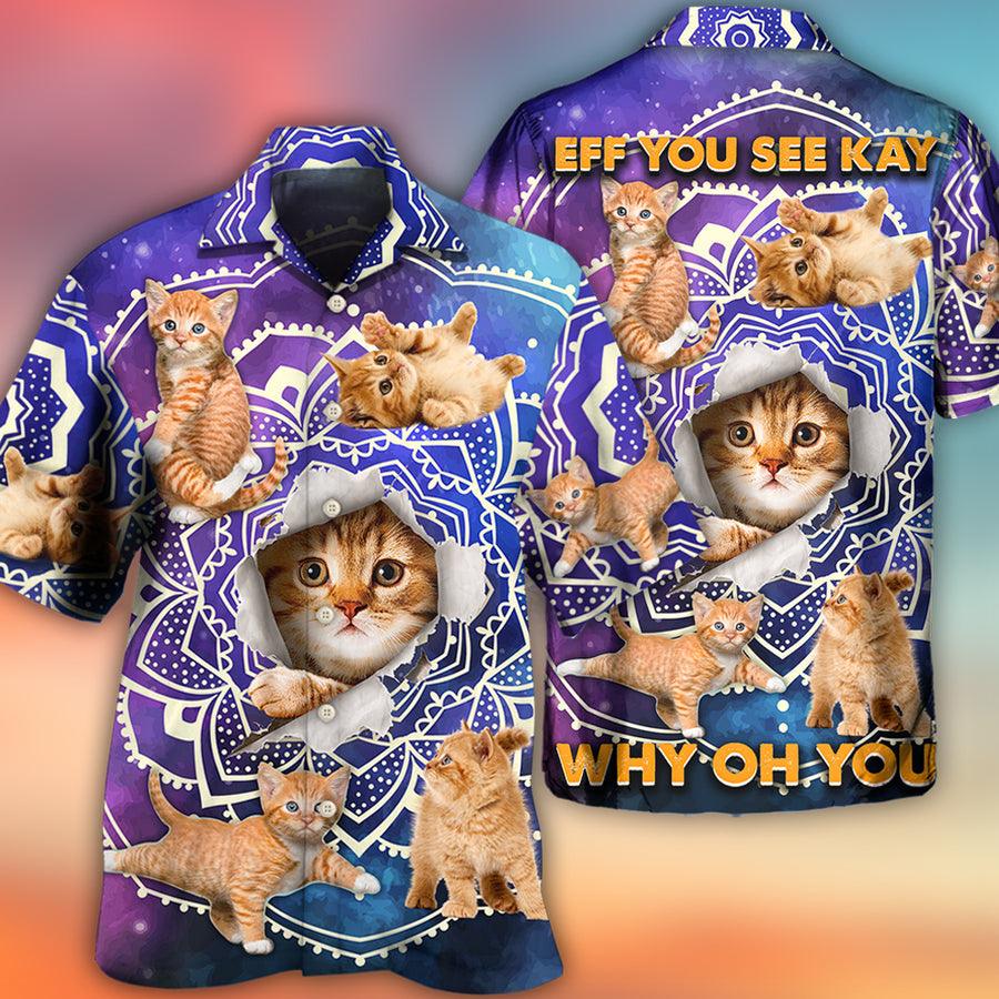 Cat Hawaiian Shirt For Summer, Cat Yoga Pose Galaxy Aloha Shirts - Best Colorful Cool Cat Hawaiian Shirts Outfit For Men Women, Friend, Cat Lovers - Image 3