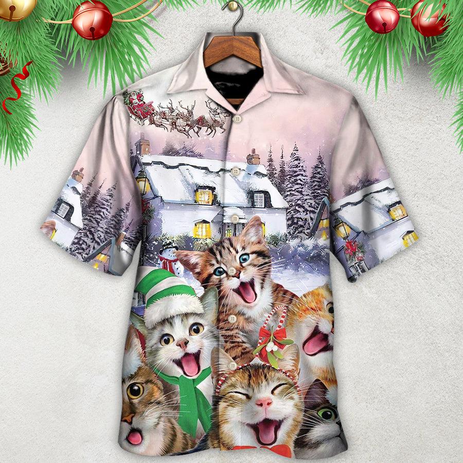 Cat Hawaiian Shirt For Summer, Christmas Cute Cat Aloha Shirts, Best Cool Cat Hawaiian Shirts Outfit For Men Women, Friend, Cat Lovers - Image 2