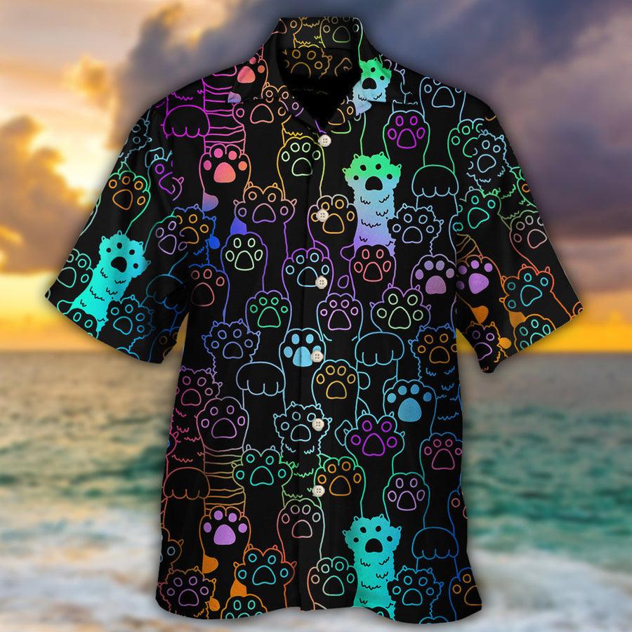 Cat Hawaiian Shirt For Summer, Cute Cat Little Paw, Best Colorful Cool Cat Hawaiian Shirts Outfit For Men Women, Friend, Team, Cat Lovers - Image 2