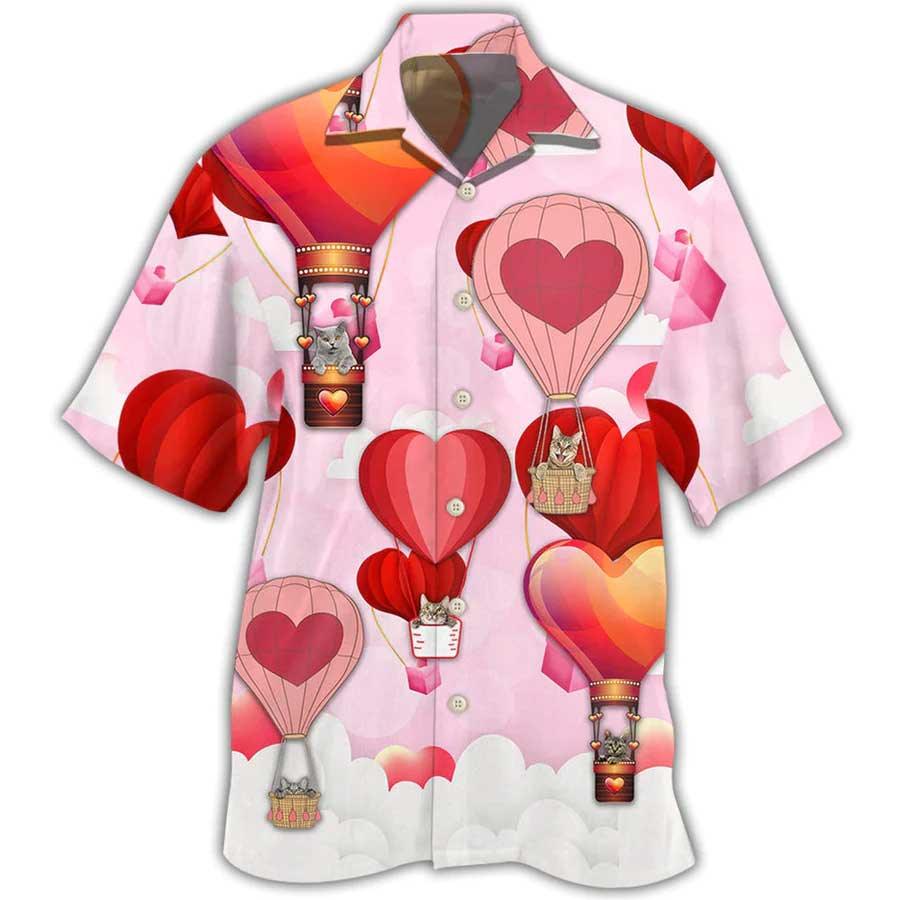 Cat Hawaiian Shirt For Summer, Valentine Gift Play With Air Balloon Cat Hawaiian Shirts Outfit For Men Women, Friend, Cat Lovers