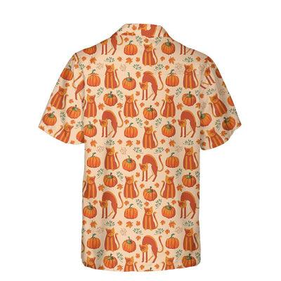 Cat Hawaiian Shirt, Pumpkin Cat Lover Thanksgiving Shirt For Men - Perfect Gift For Men, Cat Lovers, Husband, Boyfriend, Friend, Family - Image 3