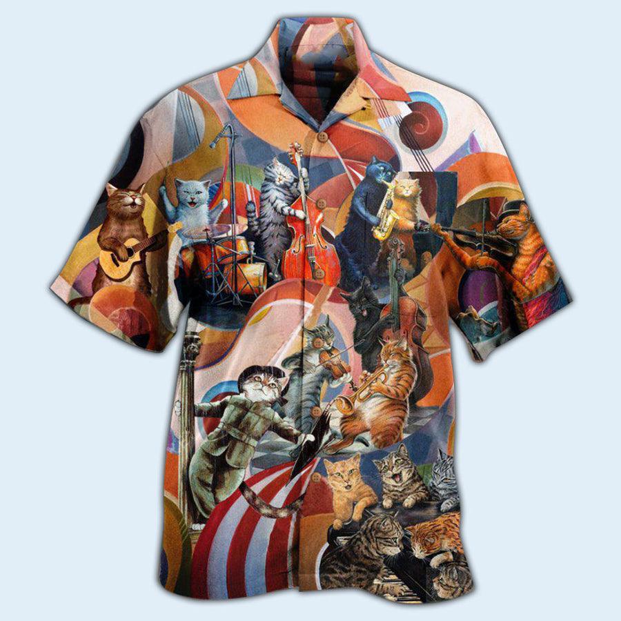 Cat Hawaiian Shirts For Summer, Cat Band, Best Colorful Cat Hawaiian Shirts Outfit For Men Women, Friend, Team, Cat Lovers