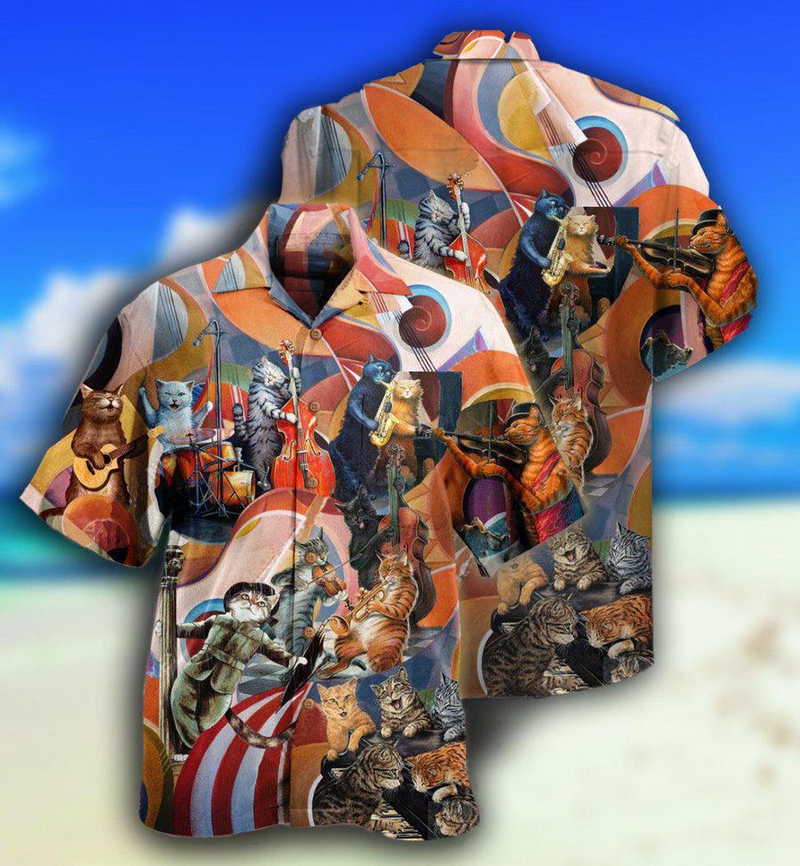 Cat Hawaiian Shirts For Summer, Cat Band, Best Colorful Cat Hawaiian Shirts Outfit For Men Women, Friend, Team, Cat Lovers - Image 2