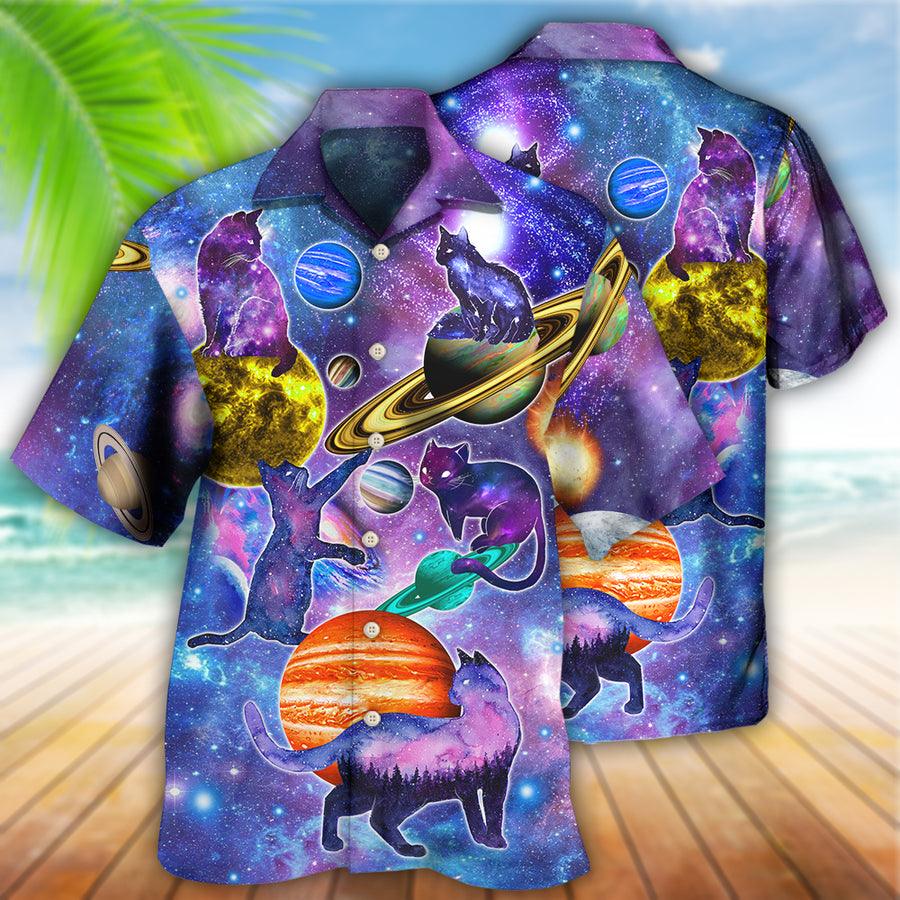 Cat Hawaiian Shirts For Summer, Cat Galaxy Colorful Aloha Shirts, Best Cool Cat Hawaiian Shirts Outfit For Men Women, Friend, Team, Cat Lovers - Image 2