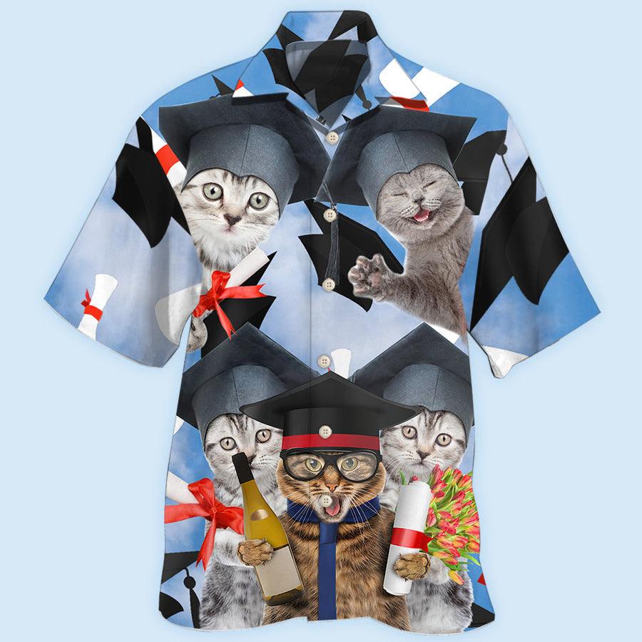 Cat Hawaiian Shirts For Summer, Cat Graduation Cute Cat Aloha Shirts, Best Colorful Cat Hawaiian Shirts Outfit For Men Women, Friend, Team, Cat Lovers - Image 2