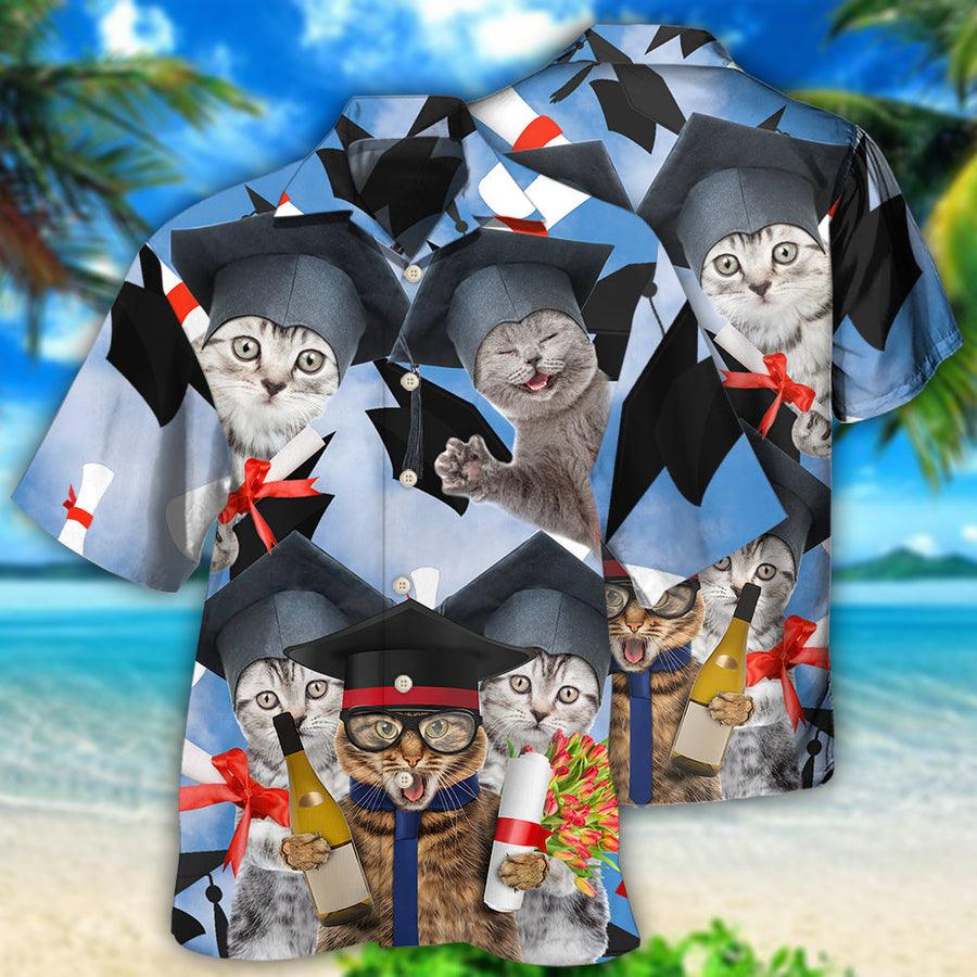 Cat Hawaiian Shirts For Summer, Cat Graduation Cute Cat Aloha Shirts, Best Colorful Cat Hawaiian Shirts Outfit For Men Women, Friend, Team, Cat Lovers - Image 3
