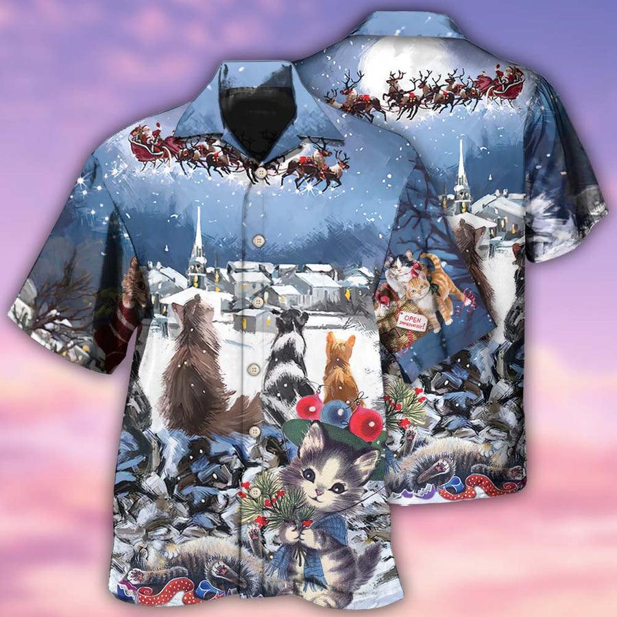 Cat Hawaiian Shirts For Summer, Cat Hope Christmas Night Aloha Shirts, Best Colorful Cool Cat Hawaiian Shirts Outfit For Men Women, Friend, Team, Cat Lovers - Image 2