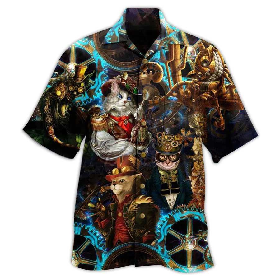Cat Hawaiian Shirts For Summer, Cat Machine Magic Aloha Shirts, Best Cat Hawaiian Shirts Outfit For Men Women, Friend, Team, Cat Lovers - Image 3