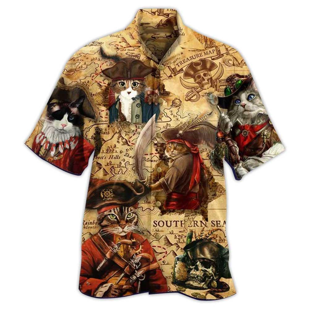 Cat Hawaiian Shirts For Summer, Cat Pirate Amazing Aloha Shirts - Colorful Cool Cat Hawaiian Shirts Outfit For Men Women, Friend, Cat Lovers
