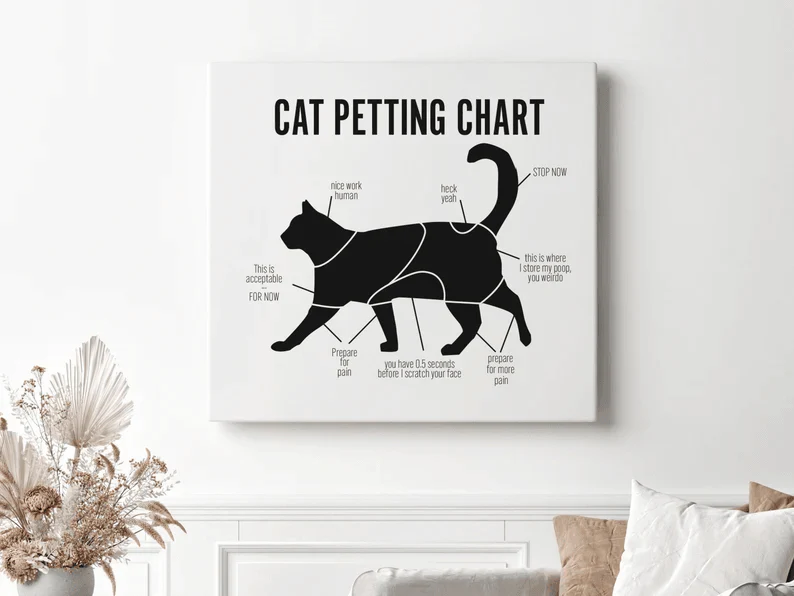 Cat Landscape Canvas - Cat Petting Chart, Funny Cat Canvas - Perfect Gift For Cat Lover, Friend, Family