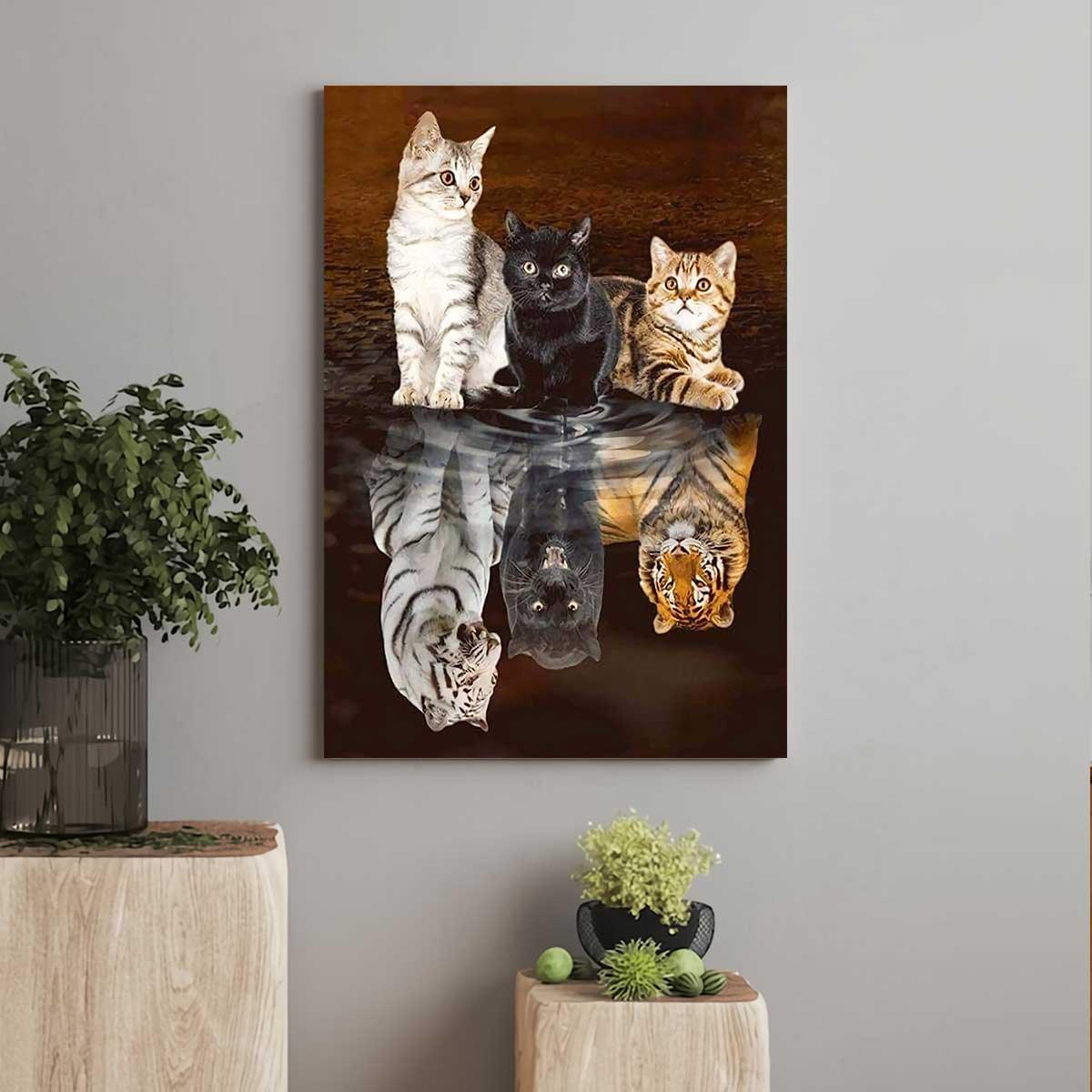 Cat Portrait Canvas - Baby Cats Or Mighty Tigers Premium Wrapped Canvas - Pet Gift For Cat Lover, Friends, Family