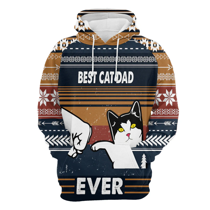 Cat Xmas Premium Christmas Hoodie, Best Cat Dad Ever Unisex Hoodie For Men & Women - Perfect Gift For Christmas, Cat Lovers - Image 4