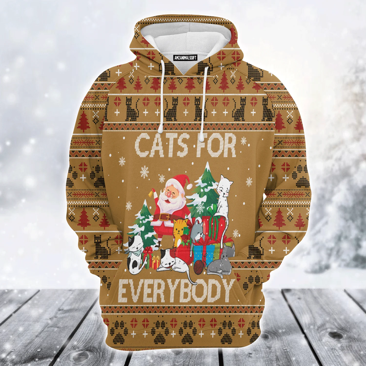 Cat Xmas Premium Christmas Hoodie, Cat For Everybody Unisex Hoodie For Men & Women - Perfect Gift For Christmas, Cat Lovers - Image 2