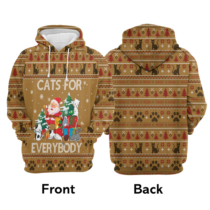 Cat Xmas Premium Christmas Hoodie, Cat For Everybody Unisex Hoodie For Men & Women - Perfect Gift For Christmas, Cat Lovers - Image 3