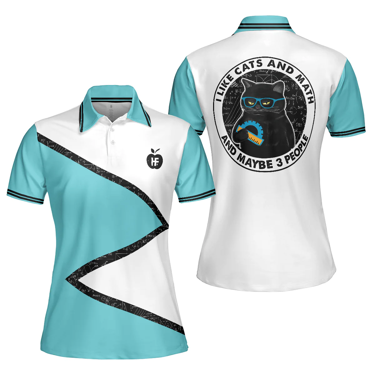 Cats And Math Women Polo Shirt, I Like Cats And Math And Maybe 3 People Women Polo Shirts, Best Gift For Cat and Math Lovers - Image 2