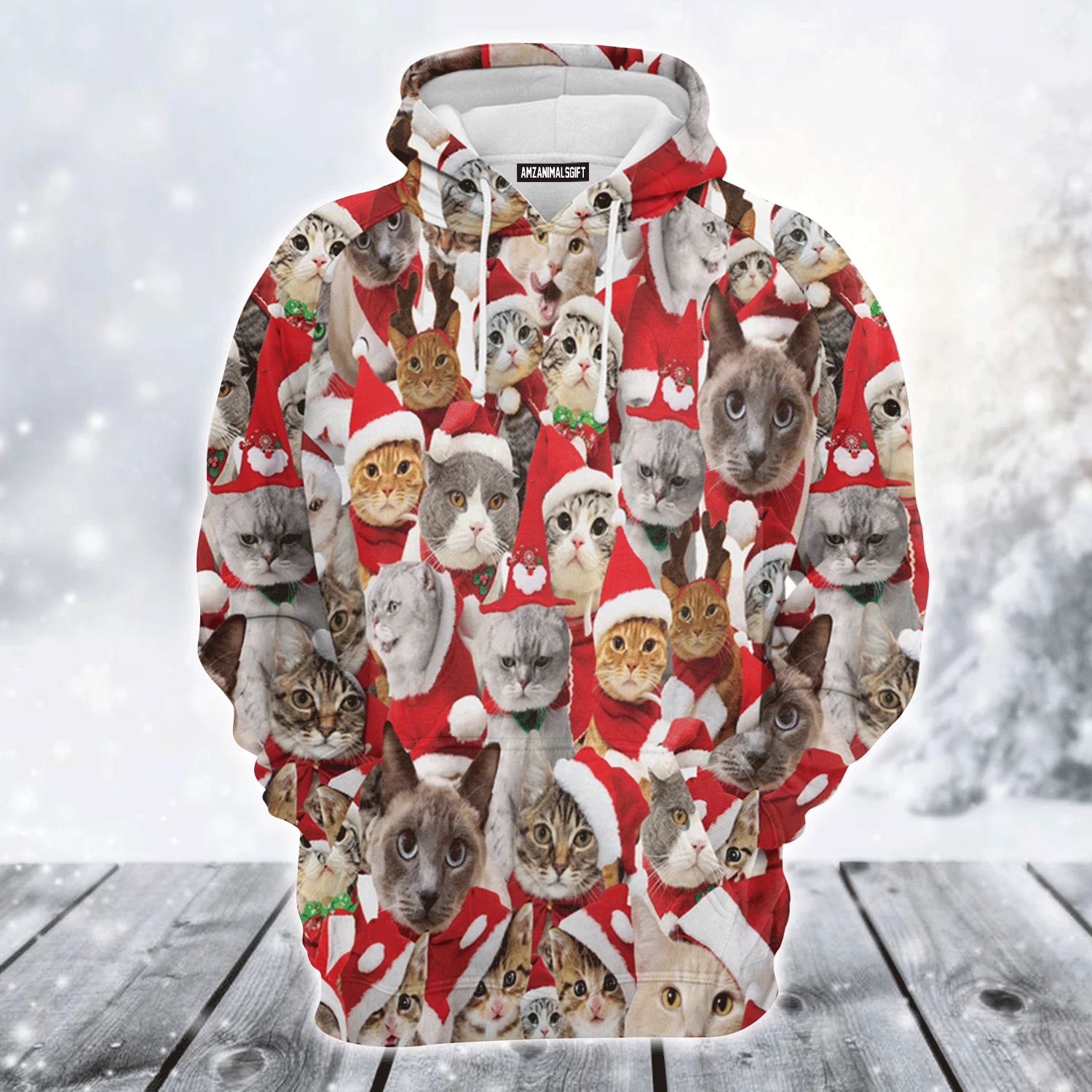 Cats Premium Christmas Hoodie, Lovely Cats Christmas Unisex Hoodie For Men & Women - Perfect Gift For Christmas, Cats Lovers - Image 2