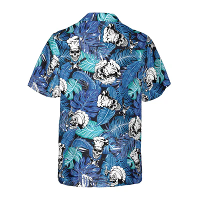 Chef Hawaiian Shirt, Tropical Leaves Blue Chef Aloha Shirt For Men - Gift For Chef, Husband, Boyfriend, Family, Friends - Image 2