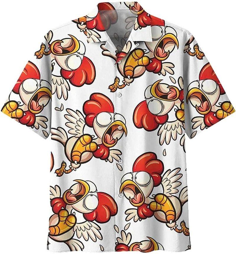 Chicken Aloha Hawaiian Shirt - Chicken Cartoon Rooster Angry Hawaiian Shirt, Farm Poultry Hawaiian Shirt For Men & Women, Rooster Lover