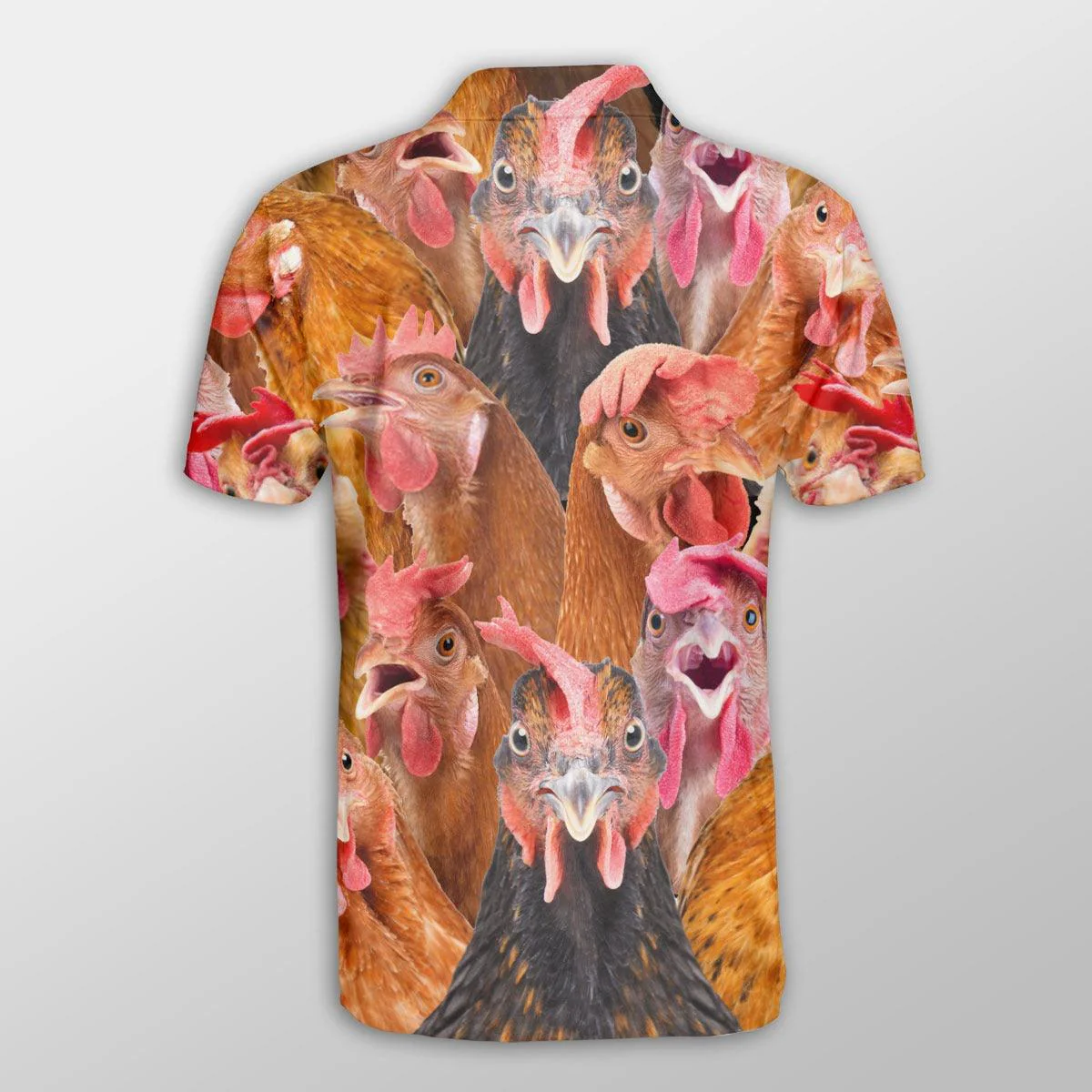Chicken Men Polo Shirts - Chicken Herd Pattern Button Shirts For Men - Perfect Gift For Chicken Lovers, Animal Lovers - Image 3