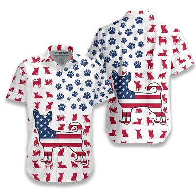 Chihuahua Hawaiian Shirt, Chihuahua American Flag Aloha Shirt For Men - Perfect Gift For Chihuahua Lovers, Husband, Boyfriend, Friend, Family