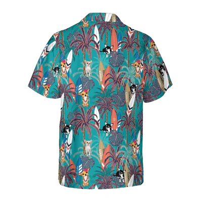 Chihuahua Hawaiian Shirt, Chihuahua Surfboard, Palm Tree Aloha Shirt For Men - Perfect Gift For Chihuahua Lovers, Husband, Boyfriend, Friend, Family - Image 3