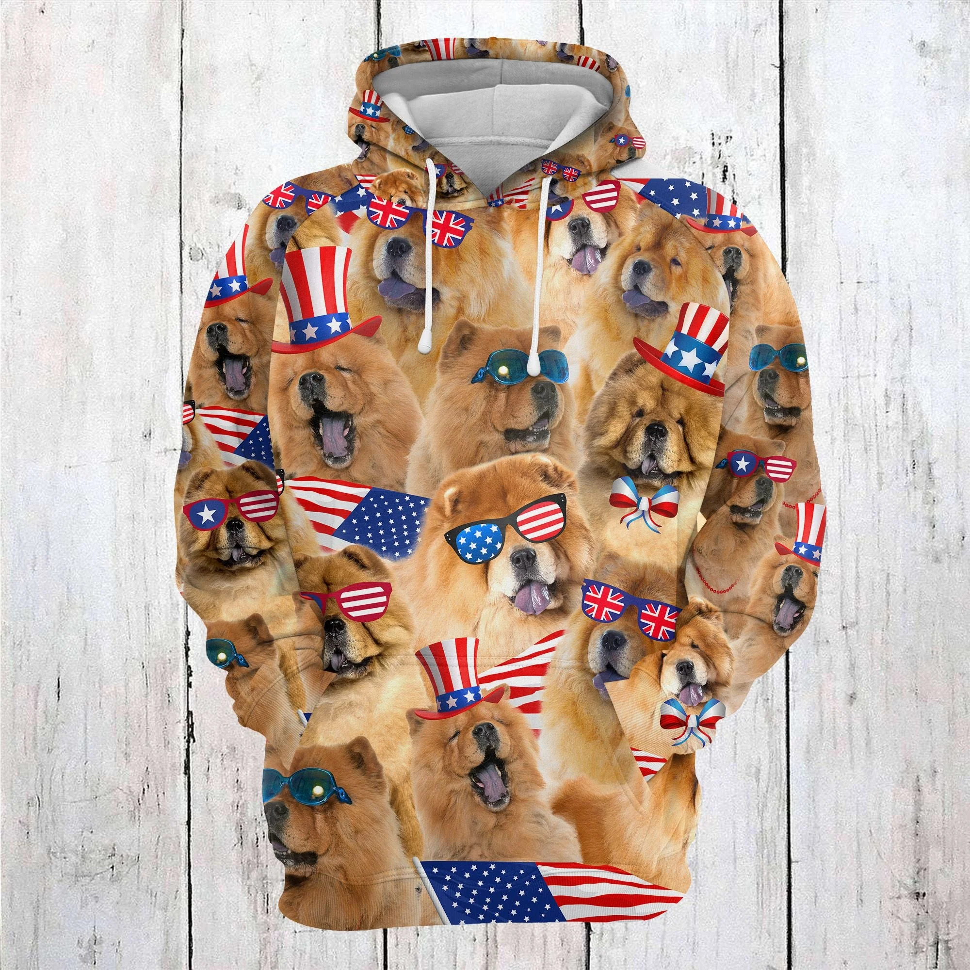 Chow Chow USA Awesome Pullover Premium Hoodie 4th of July, Perfect Outfit For Men And Women On Christmas New Year Autumn Winter - Image 2