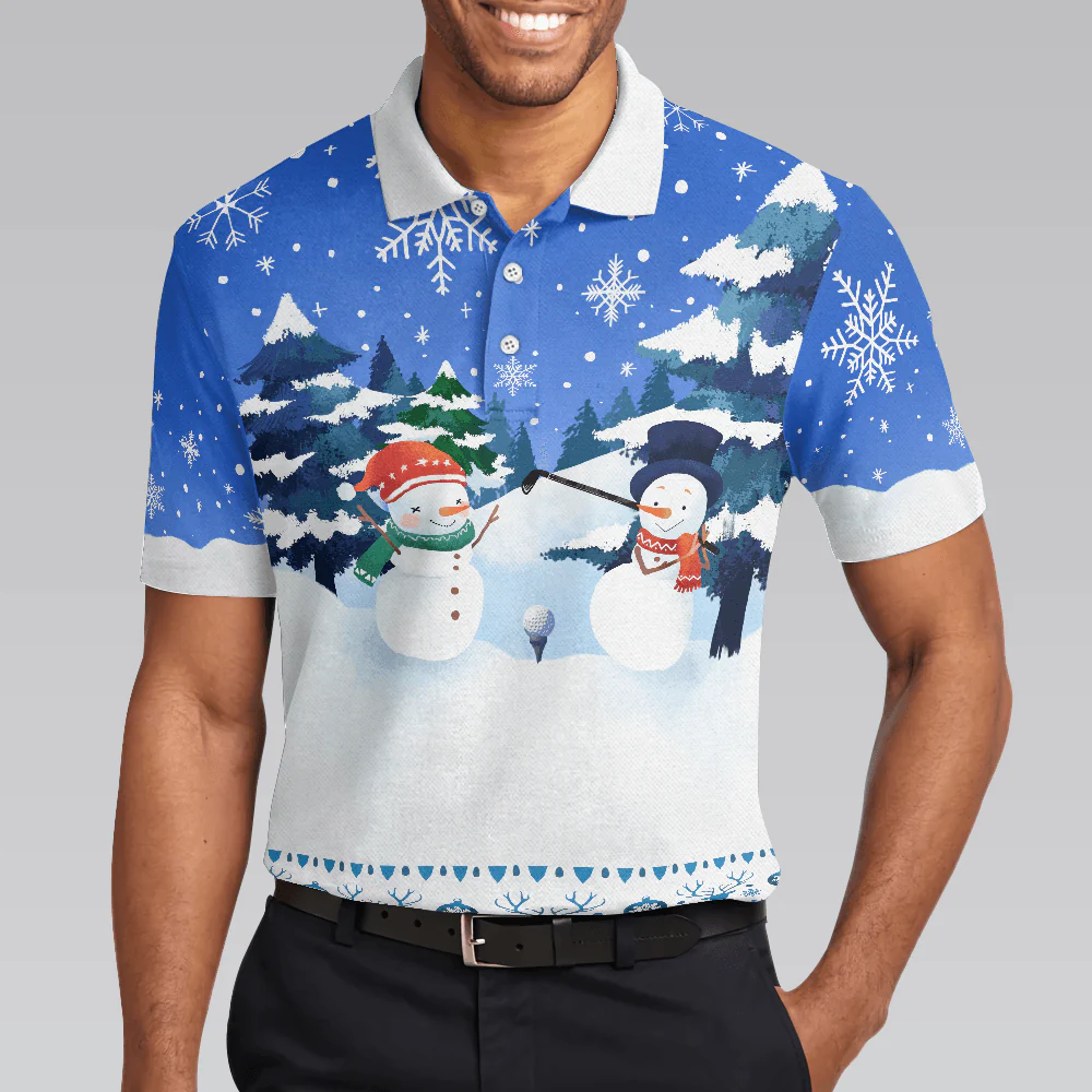 Christmas Golf Polo Shirts - Snowman Mens Golf Polo Shirts  - Funny Snowman Pattern Shirt Dry Fit - Best Gift For Golf Lovers - Image 6