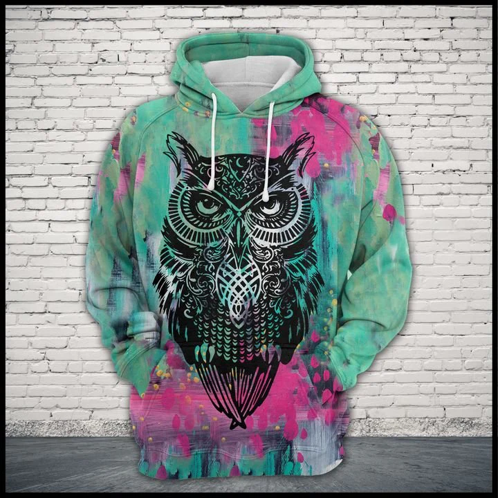 Colorful Owl Pullover Premium Hoodie, Perfect Outfit For Men And Women On Christmas New Year Autumn Winter - Image 2