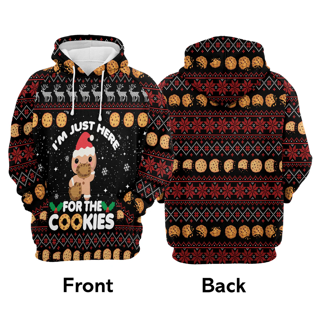 Cookies Premium Christmas Hoodie, Just Here For The Cookies Unisex Hoodie For Men & Women - Perfect Gift For Christmas, Friends, Family - Image 3