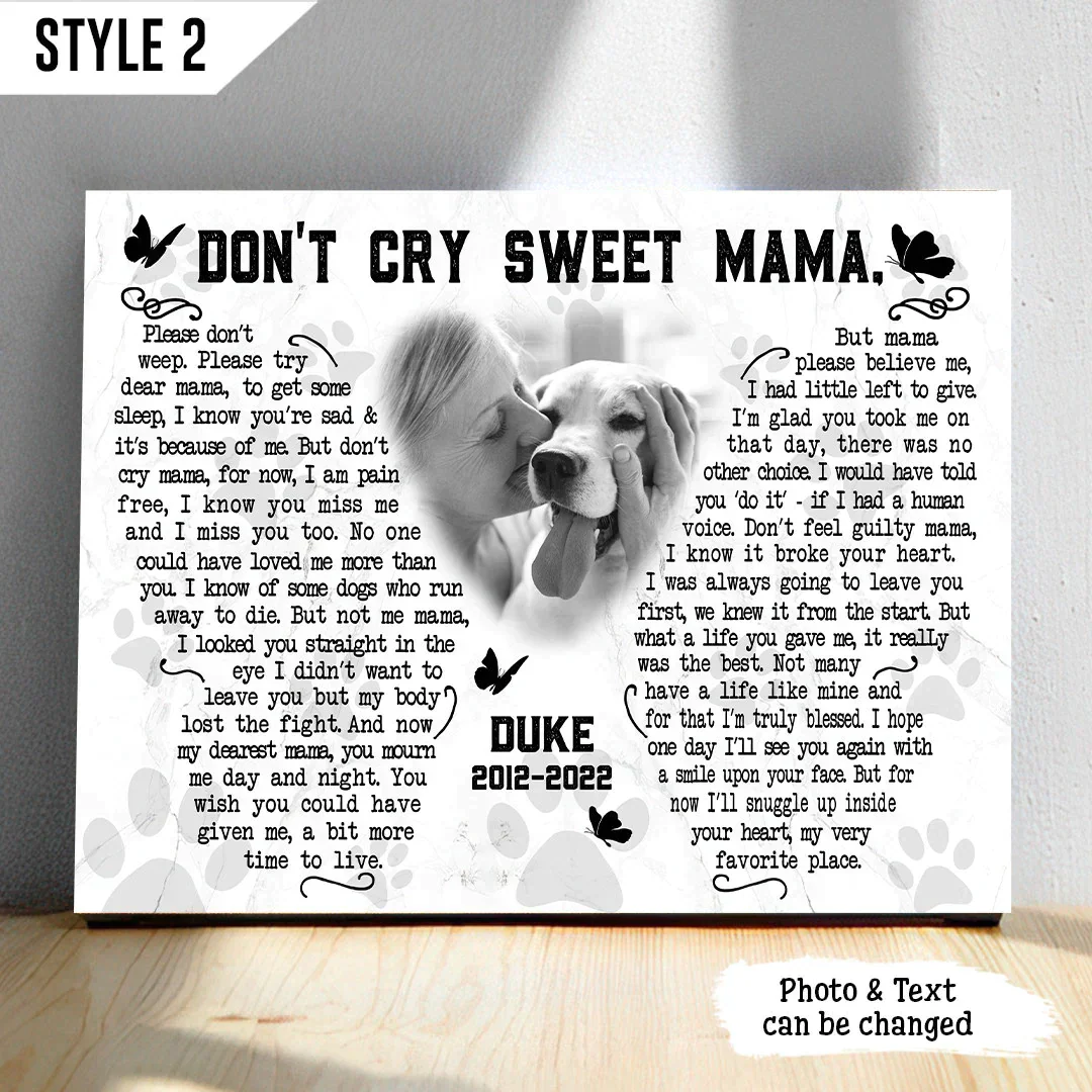 Dog Cat Landscape Canvas - Personalized Dog Cat Memorial Canvas - Custom Gift For Dog Cat Lovers - Don't Cry Sweet Mama Dog Poem Landscape Canvas - Image 2
