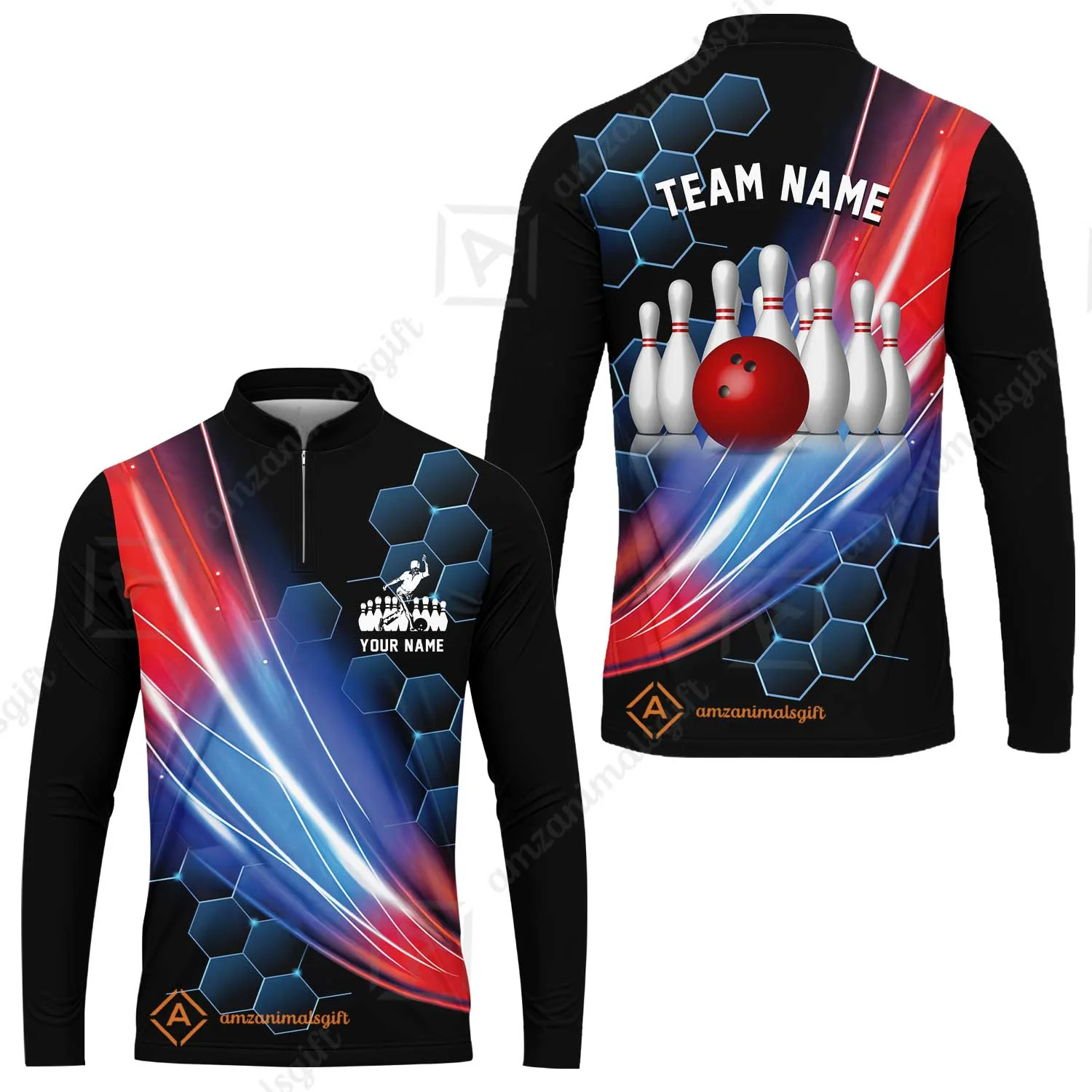 Custom Bowling Polo Shirt - Honeycomb Pattern Bowling Jerseys Team, Bowling uniforms, Custom Bowling Shirts For Men & Women Bowling Lover - Image 10
