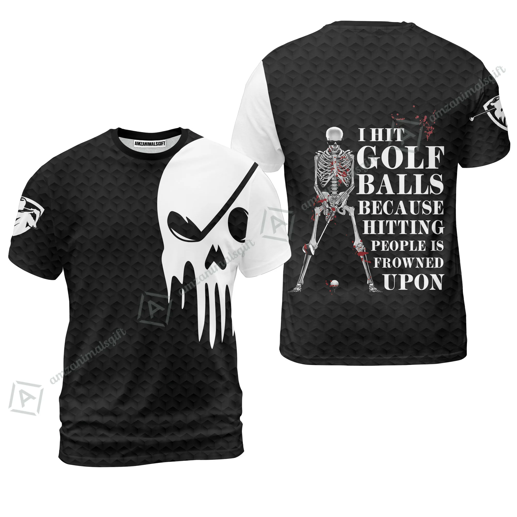 Golf Men Polo Shirt - I Hit Golf Ball Polo Shirt, Black And White Golf Shirt Design With Sayings, Scary Skeleton Golf Shirt, Best Gift For Men - Image 5