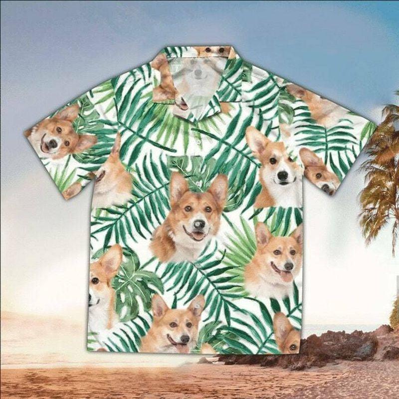 Corgi Aloha Hawaiian Shirt - Corgi Dog Love Hawaiian Shirt, Tropical Leaves Pattern Hawaiian Shirt For Men & Women, Corgi Lover