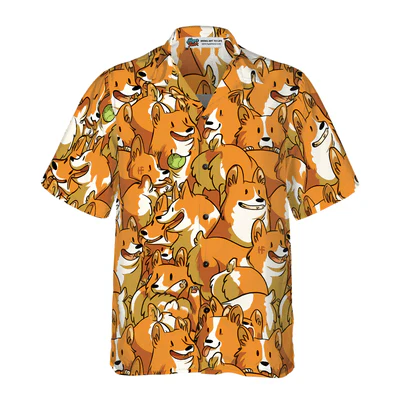 Corgi Hawaiian Shirt, Corgi Friends Aloha Shirt For Men - Perfect Gift For Corgi Lovers, Husband, Boyfriend, Friend, Family - Image 2
