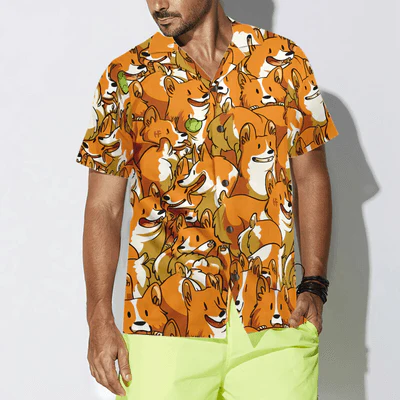 Corgi Hawaiian Shirt, Corgi Friends Aloha Shirt For Men - Perfect Gift For Corgi Lovers, Husband, Boyfriend, Friend, Family - Image 4