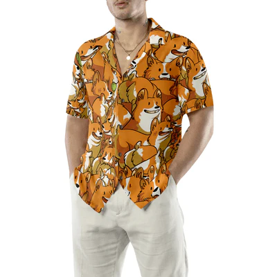 Corgi Hawaiian Shirt, Corgi Friends Aloha Shirt For Men - Perfect Gift For Corgi Lovers, Husband, Boyfriend, Friend, Family - Image 5