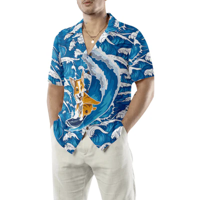 Corgi Hawaiian Shirt, Corgi Surfing Dog Aloha Shirt For Men - Perfect Gift For Corgi Lovers, Husband, Boyfriend, Friend, Family - Image 4