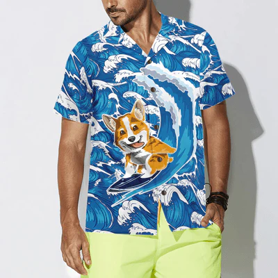 Corgi Hawaiian Shirt, Corgi Surfing Dog Aloha Shirt For Men - Perfect Gift For Corgi Lovers, Husband, Boyfriend, Friend, Family - Image 5