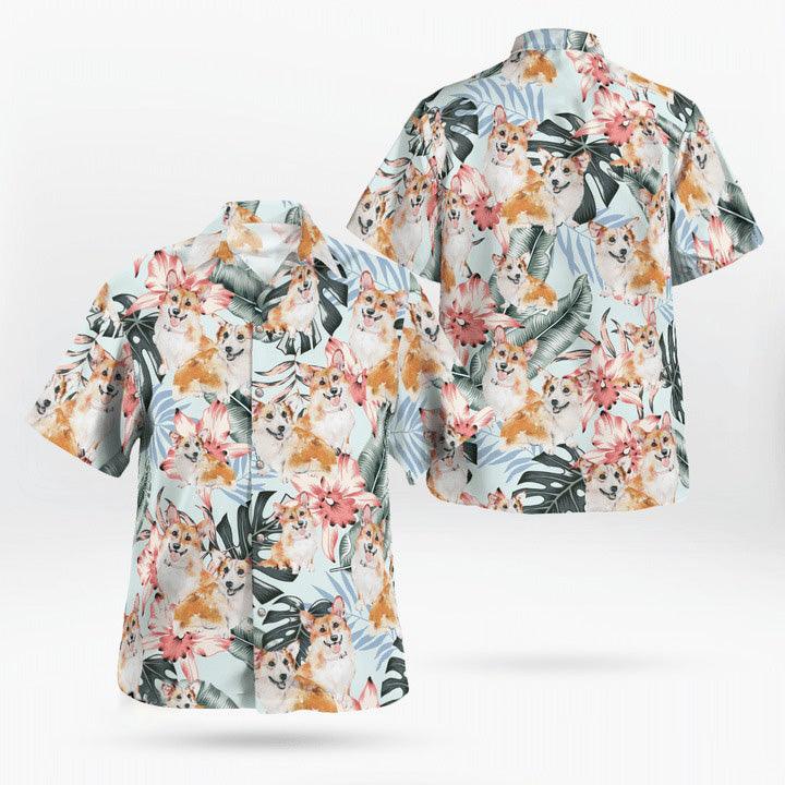 Corgi Hawaiian Shirt, Corgi Tropical Pattern Hawaiian Shirt, Funny Corgi Dog Aloha Shirt - Perfect Gift For Men, Women, Dog Lover, Friend, Family