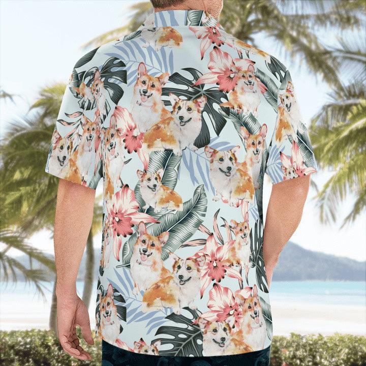 Corgi Hawaiian Shirt, Corgi Tropical Pattern Hawaiian Shirt, Funny Corgi Dog Aloha Shirt - Perfect Gift For Men, Women, Dog Lover, Friend, Family - Image 3